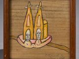 an image of a painting of two bananas in a bowl