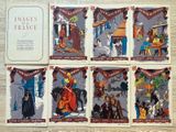 six cartes représentant des personnes, posées sur une table