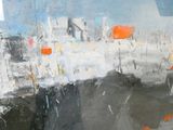 a painting of a view of a city through a window