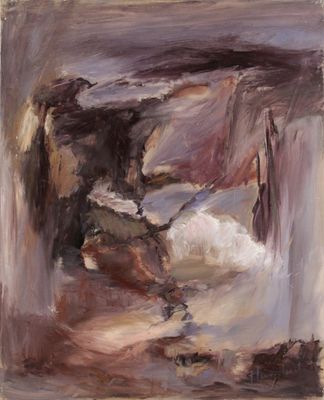 a painting of a painting of a person in a cave