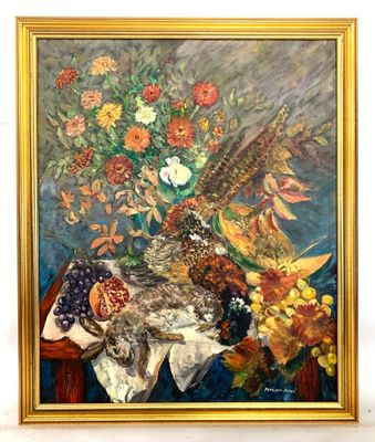 PANIGEON-FAURE (XXe s.) : Nature morte aux faisans, aux frui…