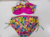 pink and yellow bikini set with multicolored floral print