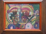 a picture of a painting of a group of people playing instruments