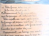 un dessin représentant un bateau sur l'eau, sur lequel est inscrit un poème