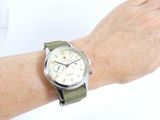 wrist shot of a person wearing a watch on a white background