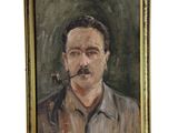 un tableau représentant un homme avec une pipe à la bouche