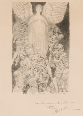 Carlos Schwabe (1866-1926) Allégorie symboliste avec ange co…