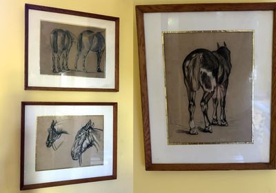 a picture of a picture of a horse on the wall
