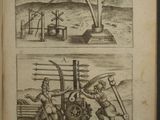 an old book with a drawing of a man on a horse and a man on a horse