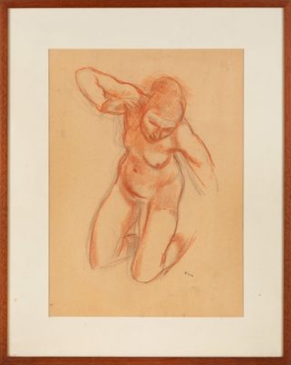 une image représentant le dessin d'une femme nue tenant une raquette de tennis