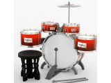 a drum set with drums and stools on a white background