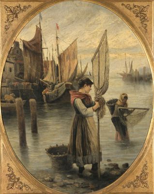 ECOLE DU NORD DU XIXEME SIECLE Femmes à la pêche
