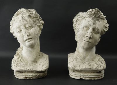 Auguste L. (école française XIXe): "Buste d'homme" et "Buste…