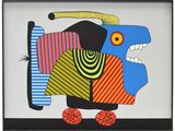 an image of a painting of an elephant with colorful clothes