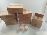 many boxes of different sizes and colors on the table
