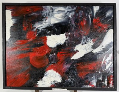 Ecole du XXe siècle Composition abstraite aux couleurs rouge…