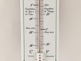 a close up of a thermometer on a white background