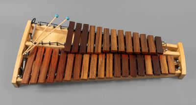 an image of a musical instrument made out of wood and wooden sticks