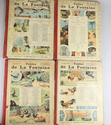 quatre pages d'un livre pour enfants en français avec des illustrations d'animaux