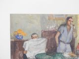a painting of a man standing in a room