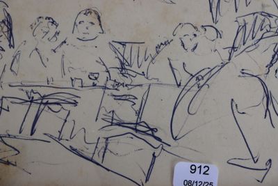 ADLER Jules (1865/1952) - "Au restaurant", encre bleue.