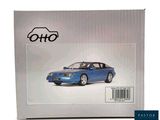 a box with a picture of a blue car on it