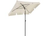 le parasol est ouvert et prêt à être utilisé sur la terrasse