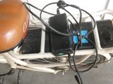 a bicycle that has a bunch of electronic devices on it