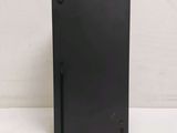 a close up of a black box on a white surface