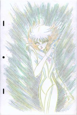 l'image d'un dessin représentant une femme en robe blanche