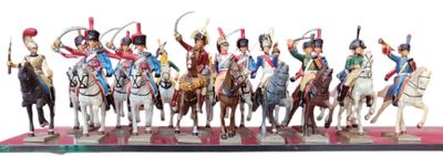 de nombreuses figurines de soldats à cheval