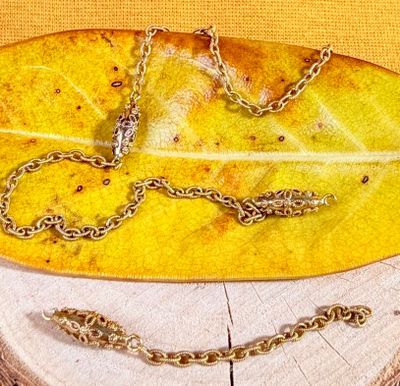 une feuille jaune à laquelle est attachée une chaîne