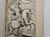 un vieux livre avec le dessin d'un homme sur un cheval