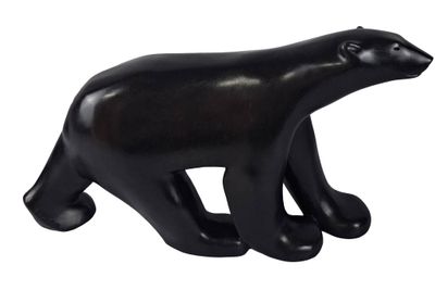 a black bear figurine on a white background