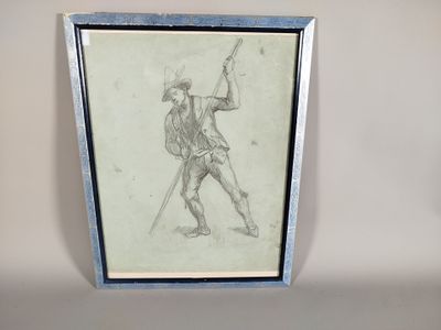 un dessin représentant un homme tenant une épée à la main