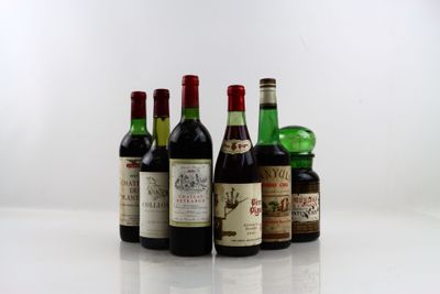 Réunion de 6 bouteilles de Vins et Spiritueux en l'état.