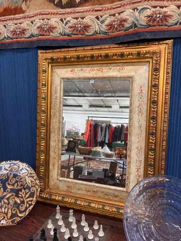 Miroir cadre bois polychrome, moderne H : 100 x 80