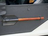 a baseball bat sticking out of the back of a car