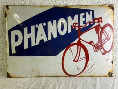 a sign that says phanomen with a bicycle on it