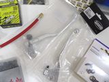 the contents of a motorcycle are laid out on the table