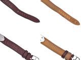 three different types of leather watch bands on a white background