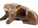 sculpture of a cat on a white background
