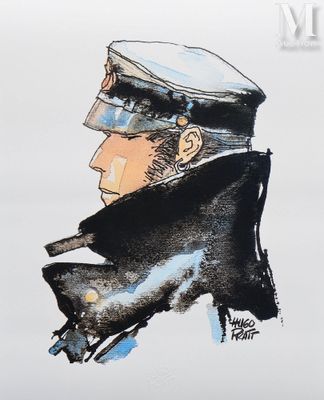dessin représentant un homme portant un chapeau et un manteau, une pipe à la bouche