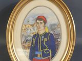 tableau représentant un homme en uniforme militaire, dans un cadre doré