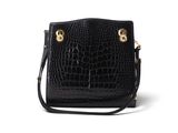 sac à bandoulière en cuir gaufré imitation crocodile noir