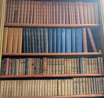 de nombreux livres qui se trouvent sur les étagères de la pièce