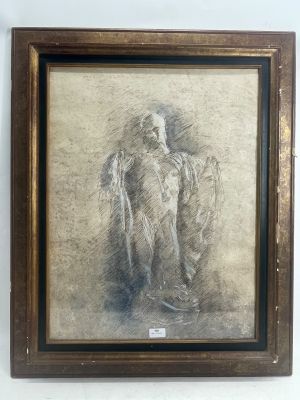 an image of a drawing of a man holding a bird in his hand