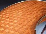 an image of a wooden table with a basket on top