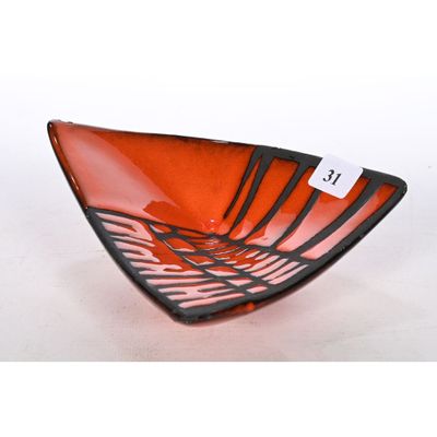 an image of a red and black bowl on a white background