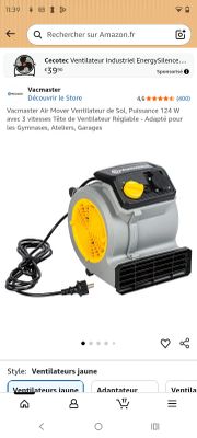 Vacmaster Air Mover Ventilateur de Sol, Puissance 124 W avec…